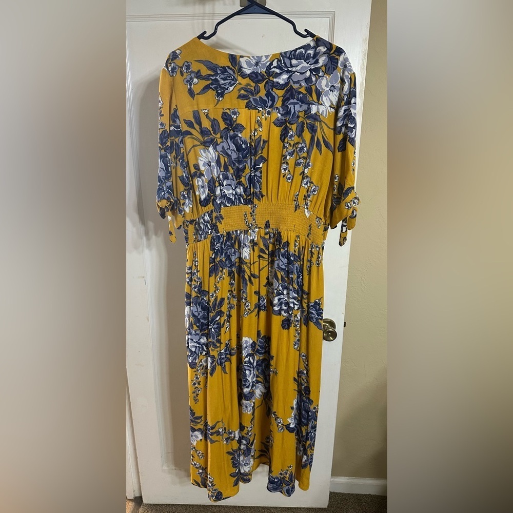 Floral Yellow and Blue Dress - Picture 2 of 4